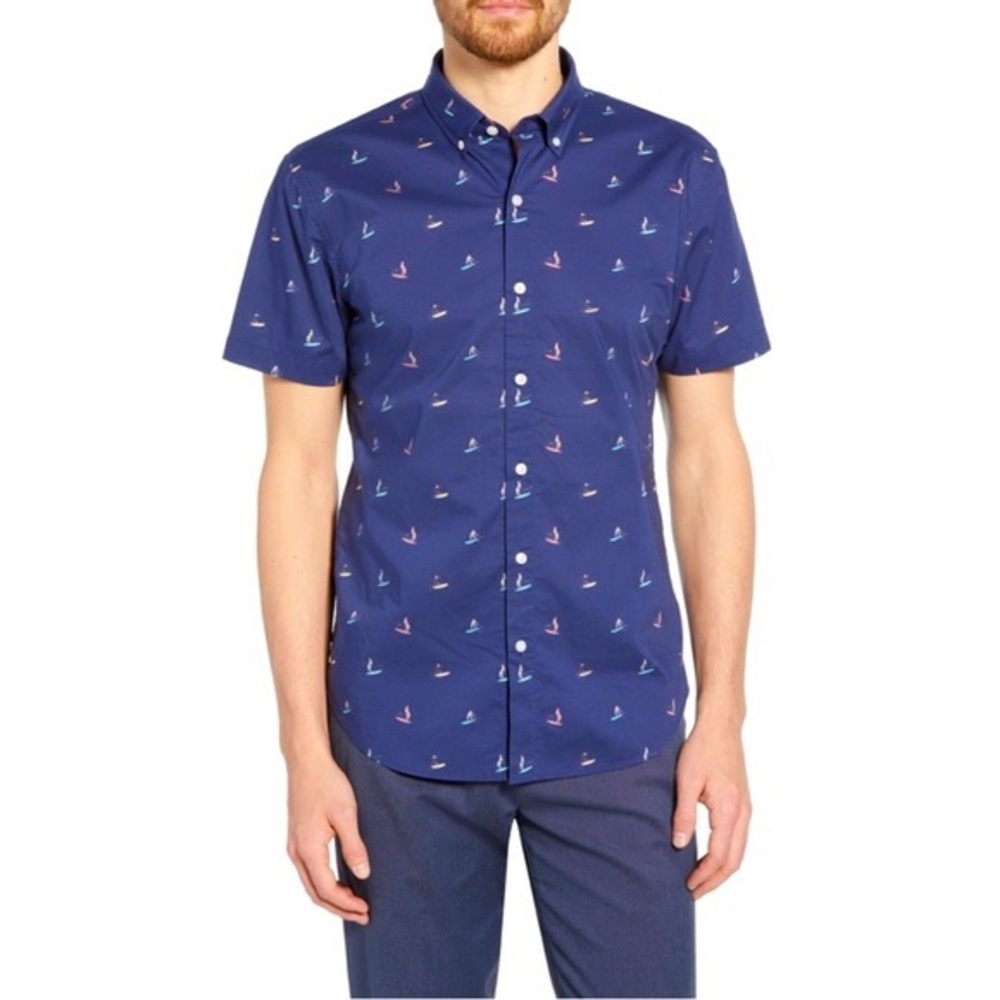 Bonobos Riviera Short Sleeve Navy Shirt